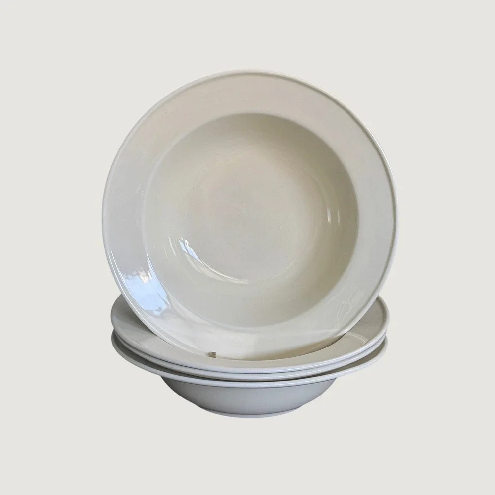 Four Crate and Barrel MARGO B Eigen Cream Ceramic Pasta Bowls